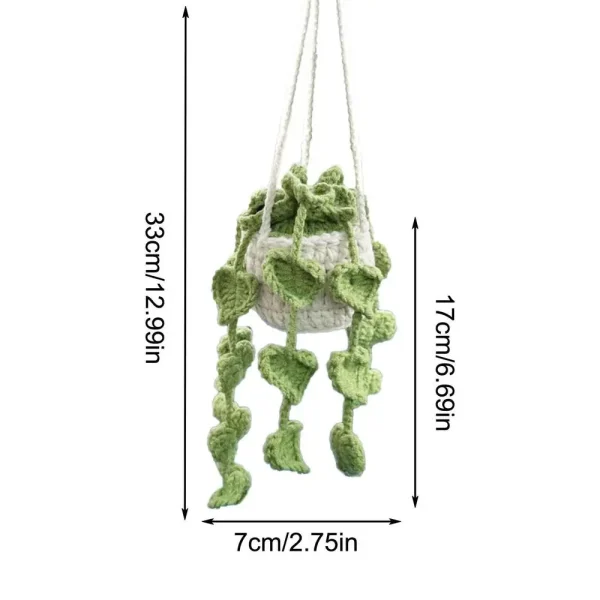 Crochet Plants Vine Hanging Basket | Handmade Artificial Flowers for Room, Home, Wall, or Car Decor - Image 7