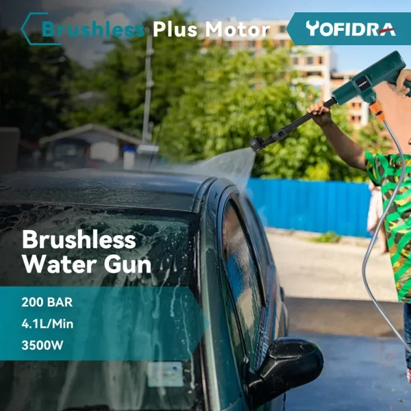 Yofidra 200Bar Brushless High-Pressure Washer Gun – 6-in-1 Rechargeable Cleaning & Irrigation Spray Gun - Image 6