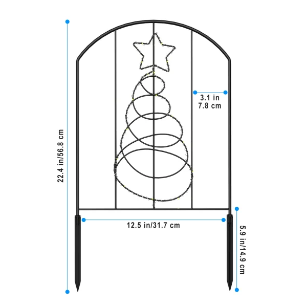 Decorative Garden Animal Barrier Fence Set | 10 Metal Border Panels with Christmas Pattern & String Lights - Image 7