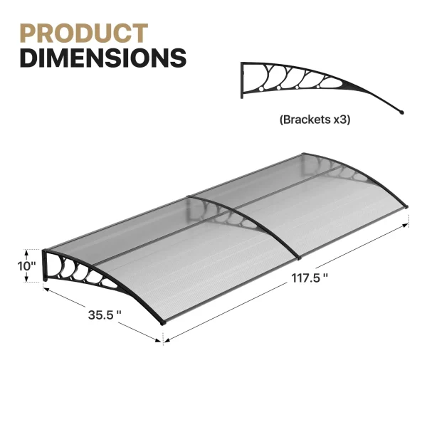 80" x 40" Front Door Canopy – Outdoor Window Awning Cover for UV, Rain & Snow Protection - Image 7