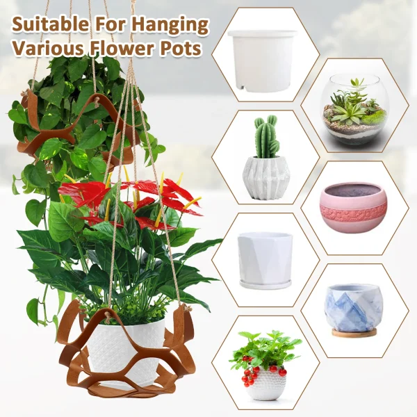 10PCS/2PCS Hanging Basket Plant Hangers | PU Leather Decorative Flower Pot Holders - Image 5