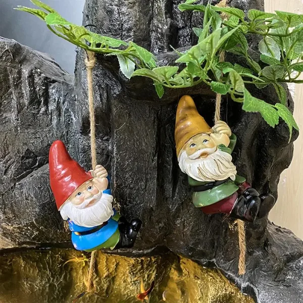 2PCS Outdoor Resin Gnome Garden Statue | Cute Climbing Dwarf Sculptures for Tree & Garden Decor - Image 2