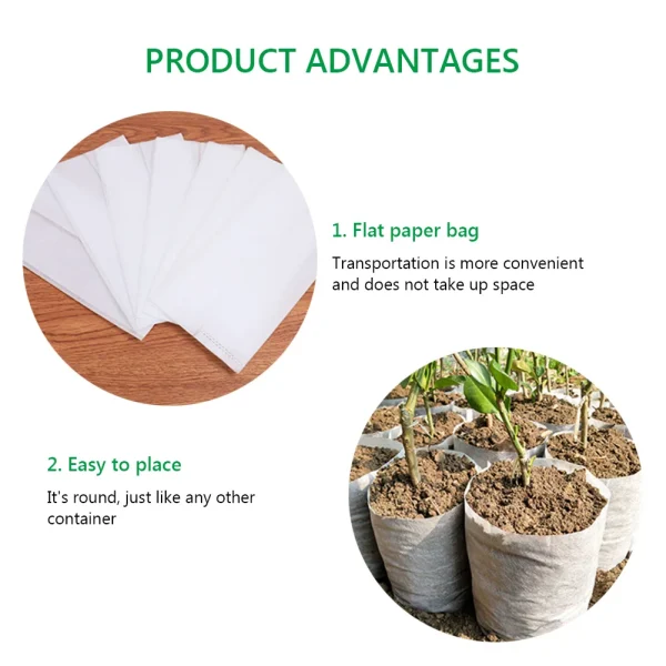 100Pcs Biodegradable Non-Woven Seedling Pots – Eco-Friendly Fabric Grow Bags for Nursery & Planting - Image 3