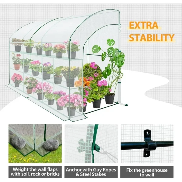 Tilted 3-Layer Greenhouse | Portable Indoor & Outdoor Garden Greenhouse with Metal Frame - Image 2