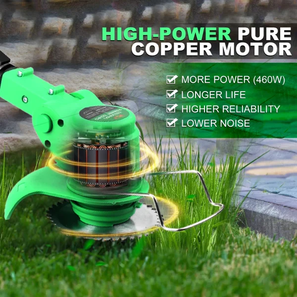 Cordless Handheld Electric Grass Trimmer | Adjustable Lawn Mower Garden Tool with Tegatok Battery - Image 4