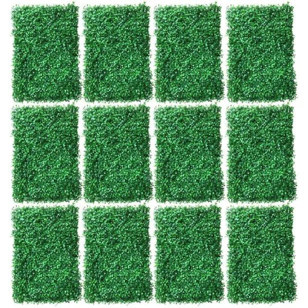 12Pcs Artificial Hedge Screen Privacy Fence Faux Plant Leaves Panels Boxwood Grass for Home Garden Wall Yard Decor 60x40cm - Image 7