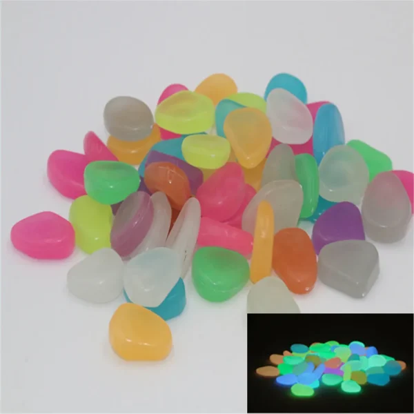 200 Pcs Garden Decoration Glow In The Dark Luminous Pebbles Stones Glowing Stones Outdoor Walkways Home Garden Yard Decor