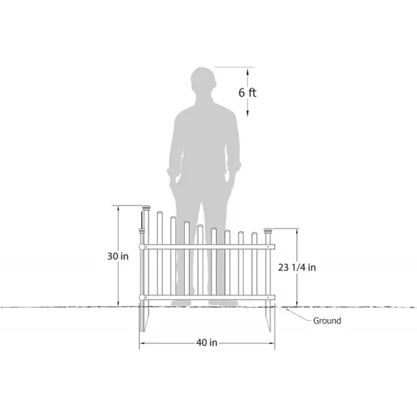 30in H x 40in W No-Dig Zippity Ashley Corner Vinyl Picket Fence | 2-Panel Decorative Garden Fence Border - Image 3