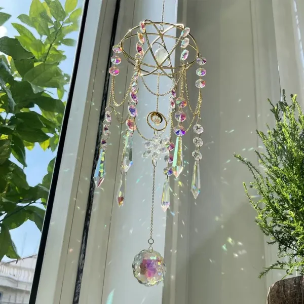 Crystal Sun Catcher | Hanging Crystals Stained Glass Rainbow Maker for Outdoor Garden Decor - Image 2