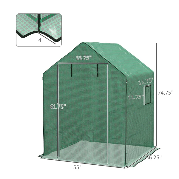 Outsunny 2Pc Walk-In Greenhouse Cover Replacement | 55" x 56.25" x 74.75" Durable, Weatherproof Cover for Outdoor Greenhouses - Image 2