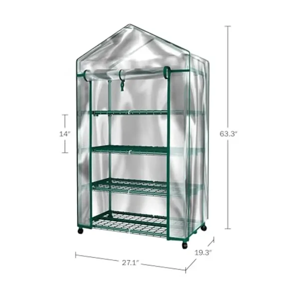 Portable Mini Greenhouse | 4-Tier Gardening Greenhouse with Locking Wheels & PVC Cover - Image 2