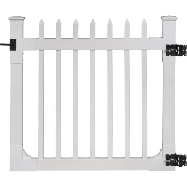 White Vinyl Picket Fence Gate | Durable Outdoor Yard Gate with Hardware Included for Fence Kits - Image 2