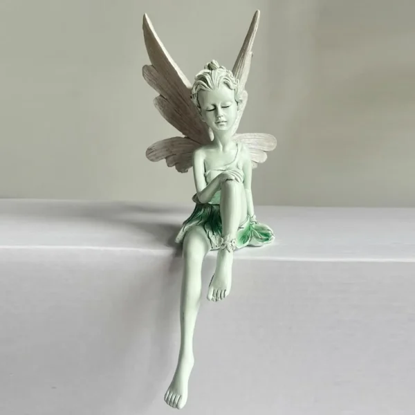 White Resin Fairy Statue Ledge Shelf Fountain Decorative Figurine Porch Angel Sculpture for Garden Courtyard Backyard Ornment - Image 3