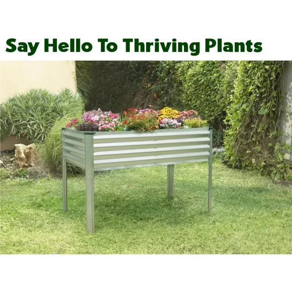 Galvanized Raised Garden Bed with Legs | 48x24x31in Elevated Planter Box for Vegetables & Flowers - Image 3