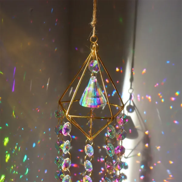 Crystal Wind Chimes Dream Catcher | Stained Glass Sun Catcher and Prism Rainbow Maker for Window, Garden & Christmas Decor - Image 4