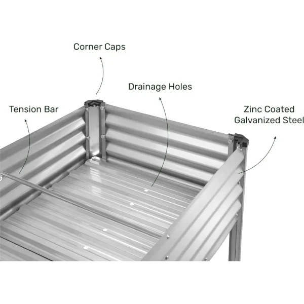 Galvanized Raised Garden Bed with Legs | 48x24x31in Elevated Planter Box for Vegetables & Flowers - Image 6