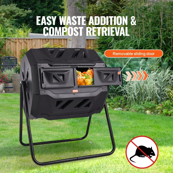 VEVOR Compost Bin 18.5/37/43-Gal Dual Chamber Composting Tumbler BPA Free Composter Bin Tumbler for Garden Kitchen Yard Outdoor - Image 3