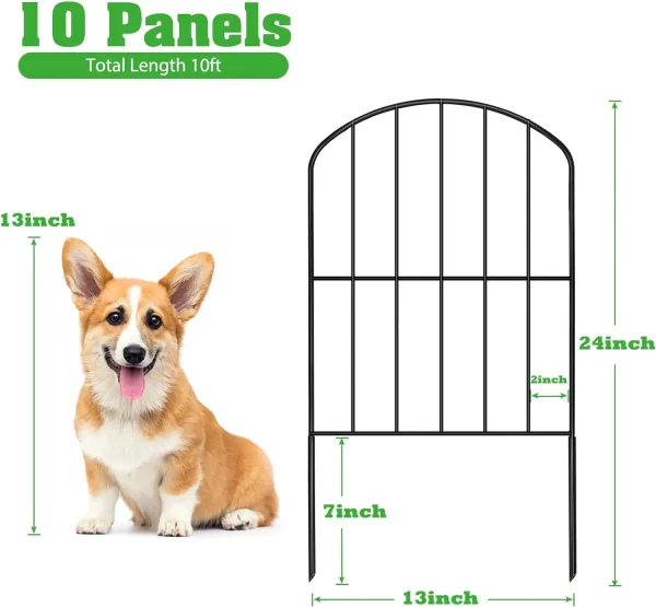 Decorative garden fence with 10 panels, rust resistant metal wire boundary, dog animal barrier - Image 7