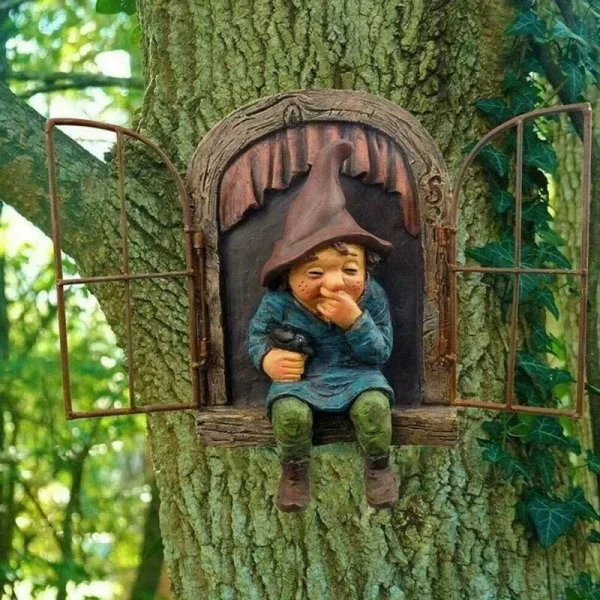 Creative Garden Gnome Statue | Elf Out Tree Hug for Home, Courtyard, Porch & Table Decoration - Image 6