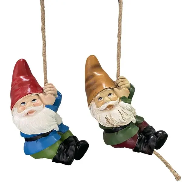 2PCS Outdoor Resin Gnome Garden Statue | Cute Climbing Dwarf Sculptures for Tree & Garden Decor - Image 5