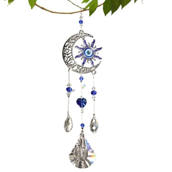 Evil Eye Sun Catcher | Flower-Shaped Crystal Rainbow Ornament for Window, Garden & Tree Decor - Image 9