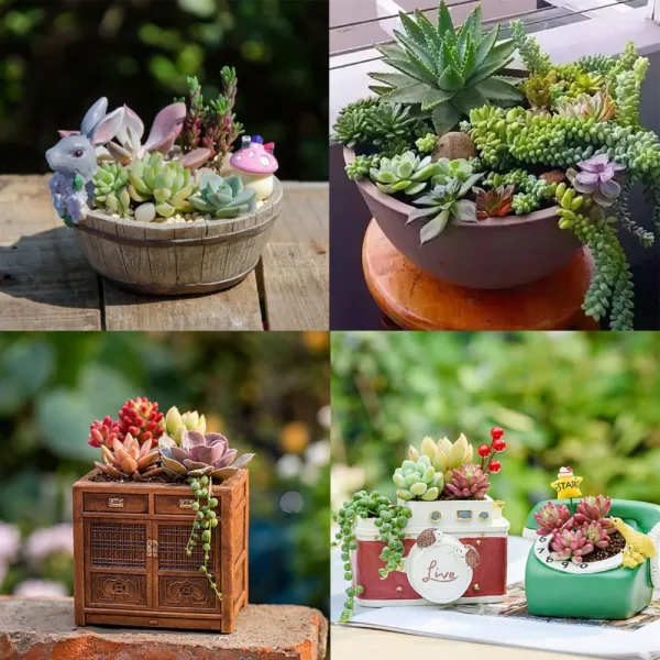 11pcs Artificial Succulents | Mini Faux Flowers for DIY Craft, Home & Office Decor - Image 2