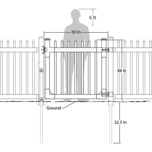 White Vinyl Picket Fence Gate | Durable Outdoor Yard Gate with Hardware Included for Fence Kits - Image 3