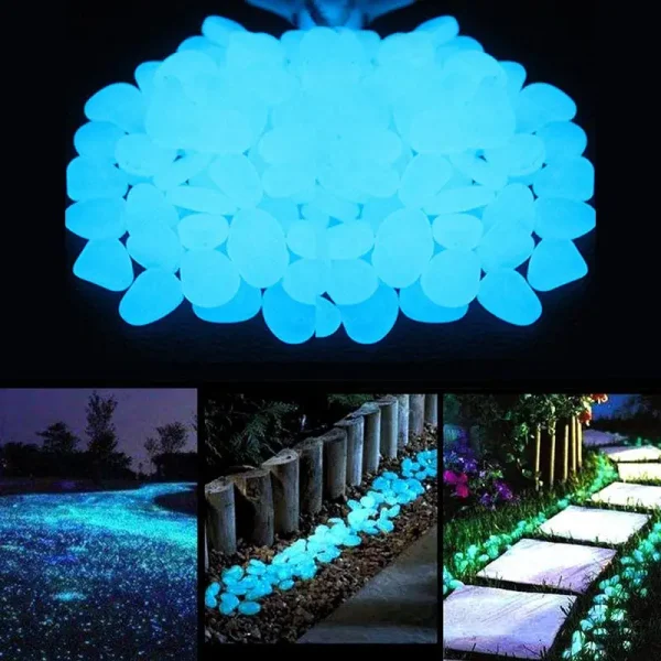 Glowing Garden Pebbles Small Glowing Pebbles Mini Garden Decorative Stones 200pcs Mini Decorative Stones Glow In The Dark - Image 3