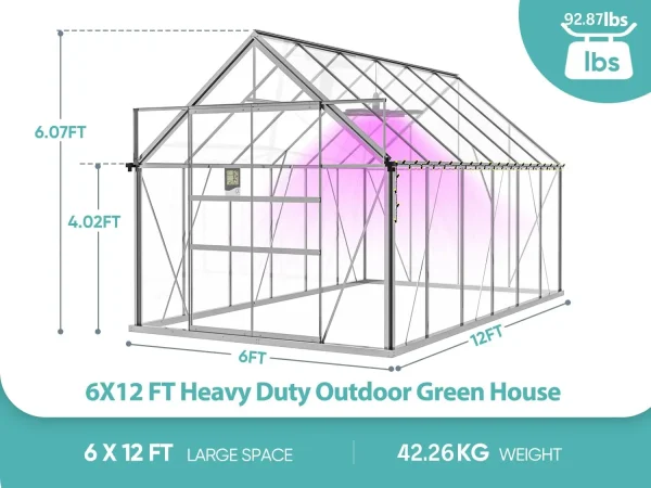 Heavy-Duty Polycarbonate Walk-In Greenhouse | Large Outdoor Greenhouse for Gardening & Plant Protection - Image 3