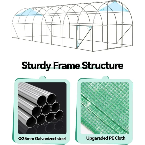 Galvanized Steel Tunnel Greenhouse 28x10x7.5 ft | Large Garden Hot House for Home Gardening & Seed Germination - Image 5