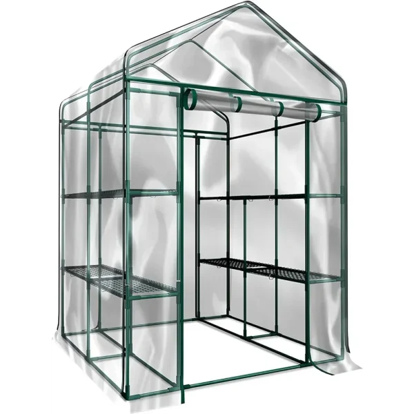 Walk-In Greenhouse | 8 Shelves & PVC Cover for Indoor & Outdoor Gardening - Image 2