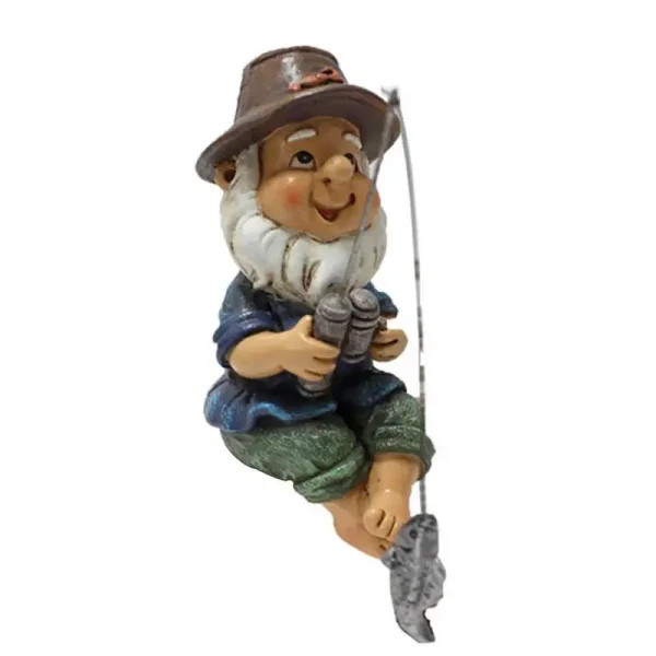 Cute Fishing Gnome Statue Flower Pot Decor Resin Figurine Dwarf Sculpture for Garden Ornament Outdoor Pond Lawn Yard Decorations - Image 2