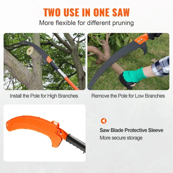 VEVOR Manual Pole Saw | 7.3-27 ft Extendable Tree Pruner for High Branches, Palms & Shrubs - Image 5