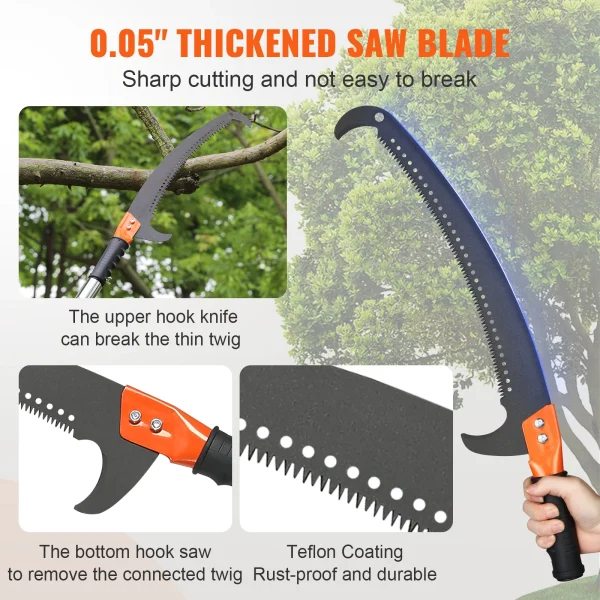 VEVOR Manual Pole Saw | 7.3-27 ft Extendable Tree Pruner for High Branches, Palms & Shrubs - Image 4