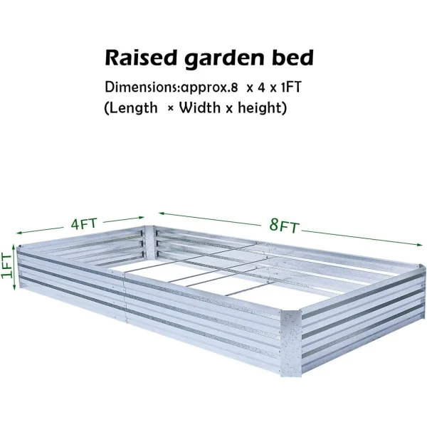 FOYUEE Galvanized Raised Garden Bed | 8x4x1ft Metal Planter for Vegetables, Flowers & Herbs - Image 3