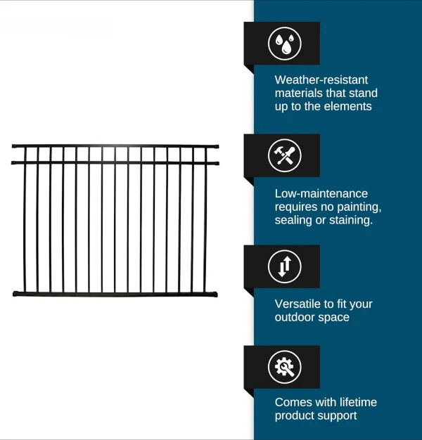 Cypress Aluminum Fence Kit | DIY Backyard & Garden Fencing with Durable Powder-Coated Aluminum - Image 3