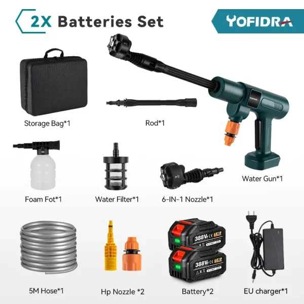 Yofidra 200Bar Brushless High-Pressure Washer Gun – 6-in-1 Rechargeable Cleaning & Irrigation Spray Gun - Image 8