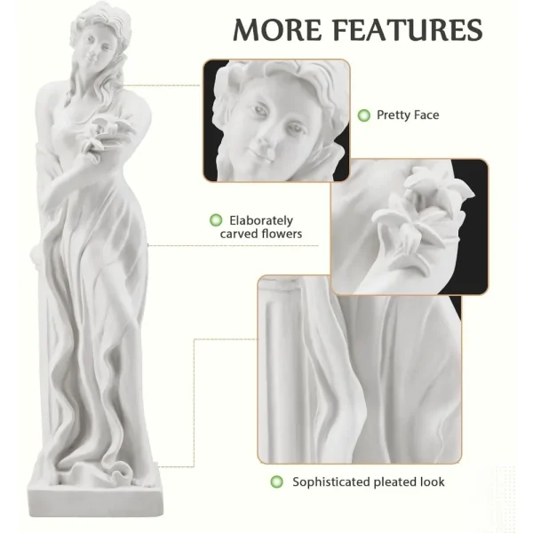 51'' Large Outdoor Garden Nymph Statue,MgO Garden Statue Goddess of Spring Flowers,Roman Style Sculptures Decorations - Image 4