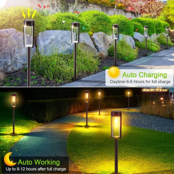 6/12 Pack Solar Pathway Lights | Upgraded Outdoor Auto On/Off Landscape Lights - Image 2