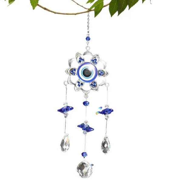 Evil Eye Sun Catcher | Flower-Shaped Crystal Rainbow Ornament for Window, Garden & Tree Decor - Image 7