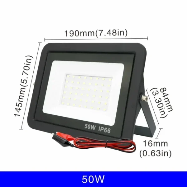 DC12V Led Flood Light 20W 30W 50W 100W Outdoor Spotlight IP66 Waterproof Reflector Portable 12V Led Lights - Image 7