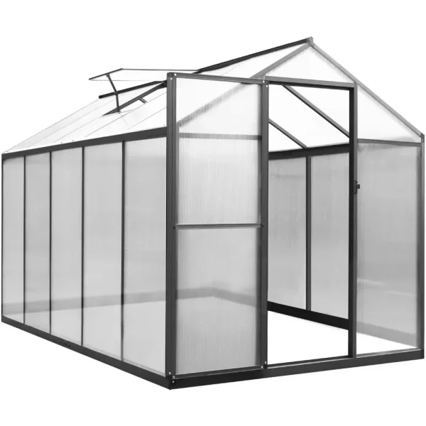 8x14 Foot Polycarbonate Walk-In Greenhouse Kit | Aluminum Frame with Lockable Door & Adjustable Roof Vent for Outdoor Gardening - Image 6