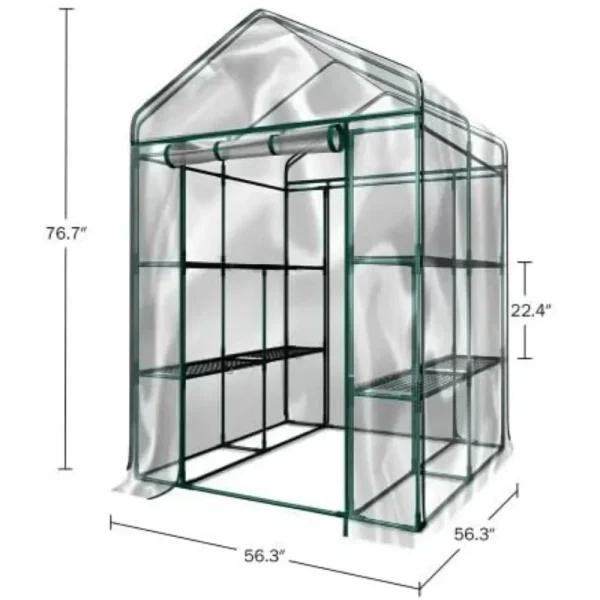 Walk-In Greenhouse | 8 Shelves & PVC Cover for Indoor & Outdoor Gardening - Image 5