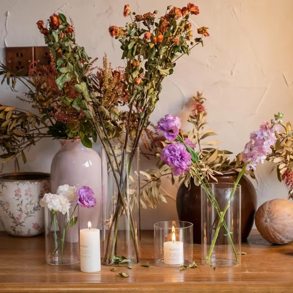 12 Glass Cylinder Vases | 6-Inch Tall Centerpiece Vases for Weddings, Flowers & Plants - Image 3