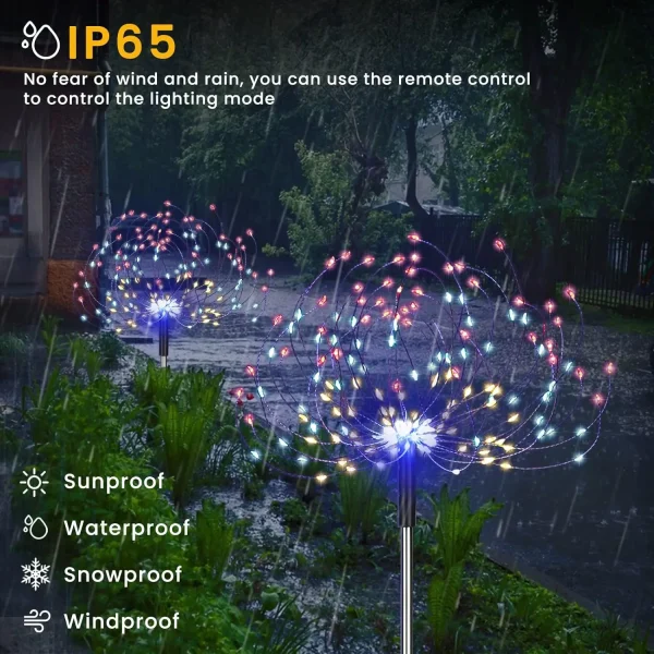 Lightess Solar Fireworks Lights | Outdoor Waterproof Lighting with Remote (5 Pack) - Image 3