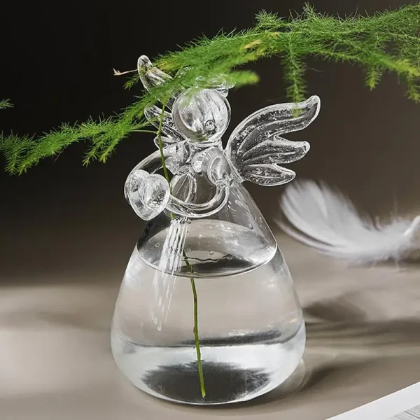 Angel Glass Vase | Clear Handmade Flower Holder for Indoor Decoration and Storage, Ideal Gift for Birthdays & Christmas - Image 4